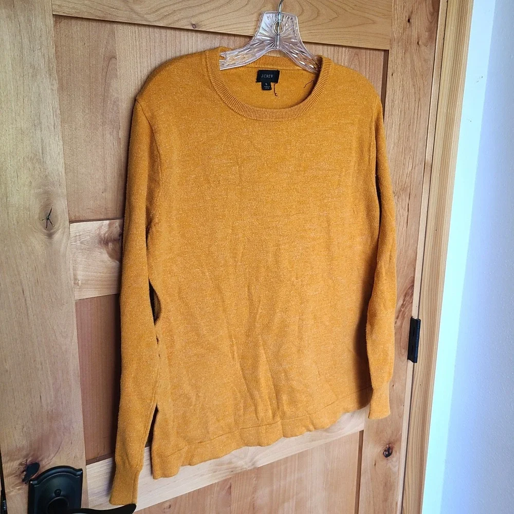 J.Crew Sz S Mustard Yellow 100% Cotton Crew Neck Sweater‎ Minimal Classic